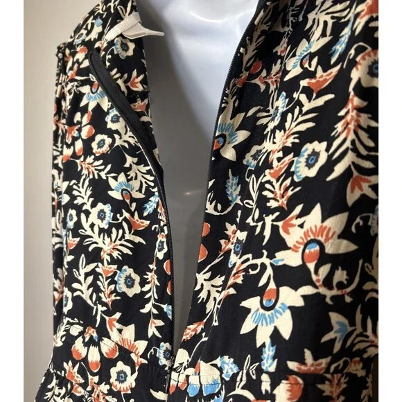 H&M Black Floral Long Sleeve Dress Sz 8 M Flowy Y2K Cottagecore Boho - Picture 11 of 14